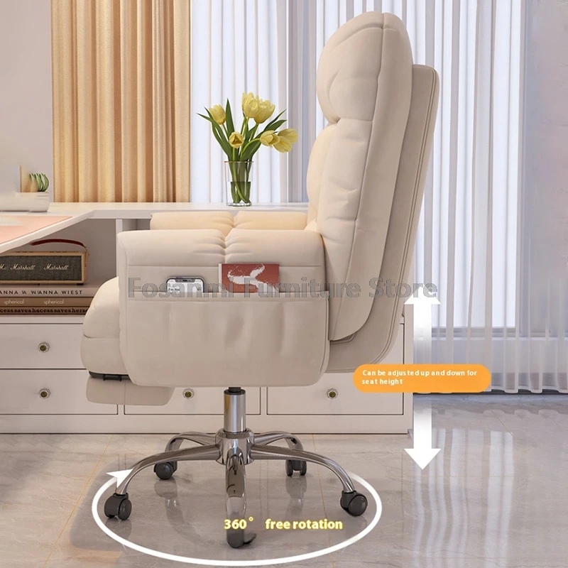 كرسي كمبيوتر مريح من القماش التكنولوجي مع مسند للذراعين قابل للتعديل للمنزل الناعم كرسي مكتب مريح واسع دوار #4