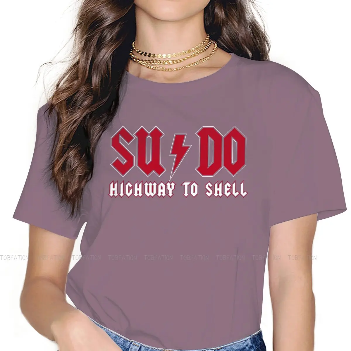 Highway to Shell 4XL TShirts Linux GNU Minix Unix Female Graphic Pure Cotton Streetwear T Shirt Round Neck Oversized