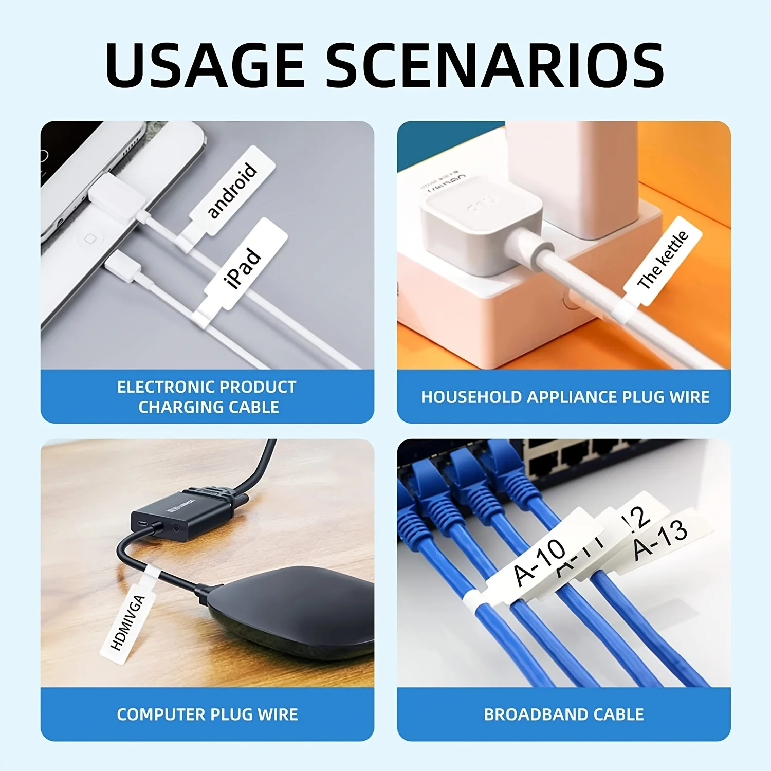 NIIMBOT Cable Labels, Thermal Labels  Waterproof, Oil-Proof Cable Labels Tags For B1/B21/B3S/B203 Label Printer