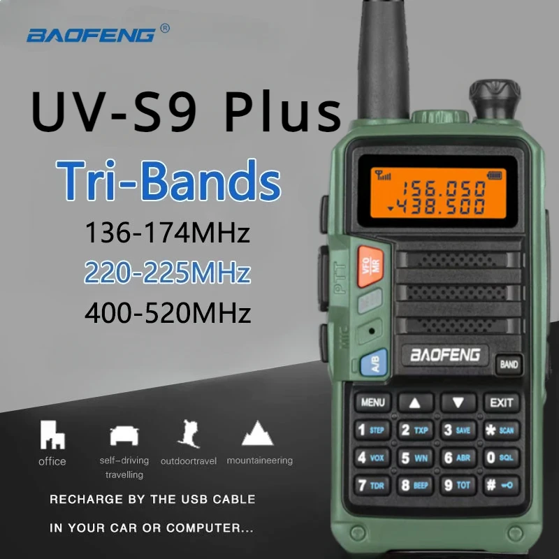 BAOFENG UV-S9 Plus V1 V2 4W Powerful Handheld UHF VHF Dual Band 16KM Long Range Waterproof Walkie Talkie Ham Two Way Radio