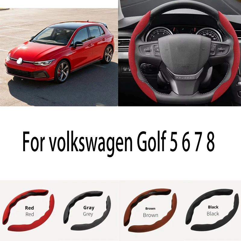 

Для volkswagen Golf 5 6 7 7.5 8 автомобильный чехол на руль 38 см противоскользящий замшевый чехол на руль авто украшения аксессуар