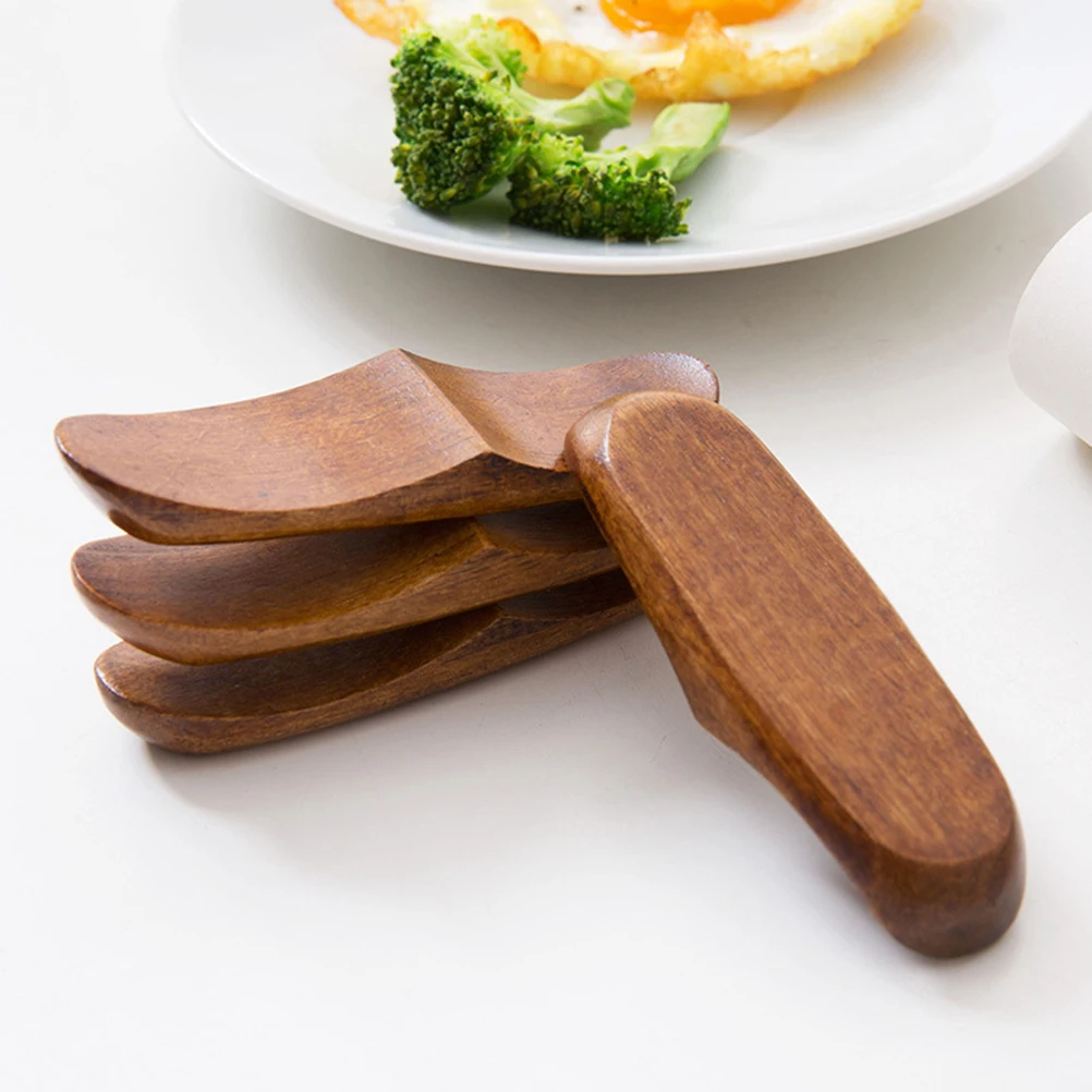

6 pcs Chopstick Holder Rack Wooden Spoon Fork Rest Smooth Touch Dual Purpose Table Chopsticks Rests Decor Brown