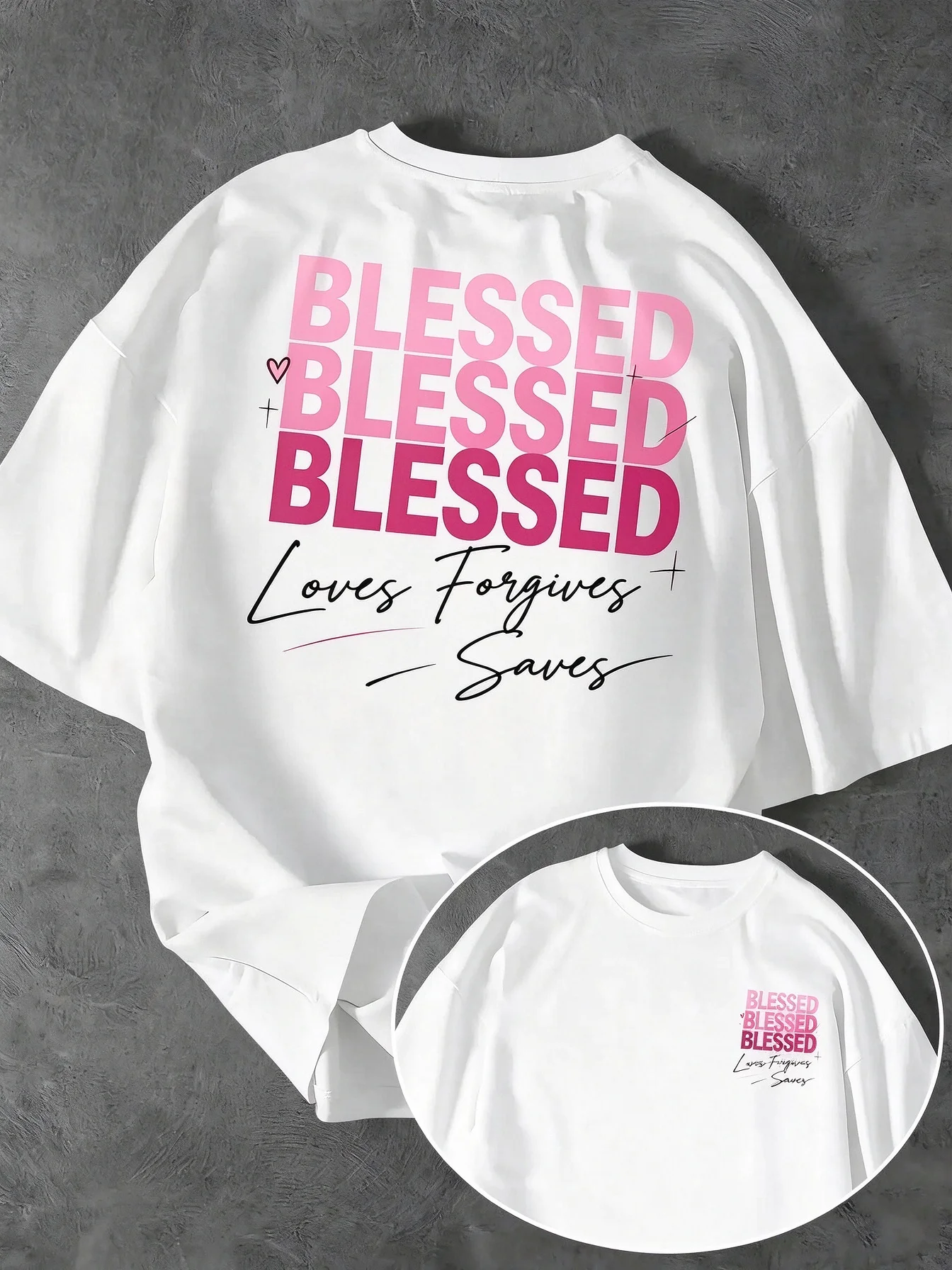 Christian Blessed Quote T-shirt Unisex Religious Faith Graphic Short Sleeve Casual Streetwear Tops