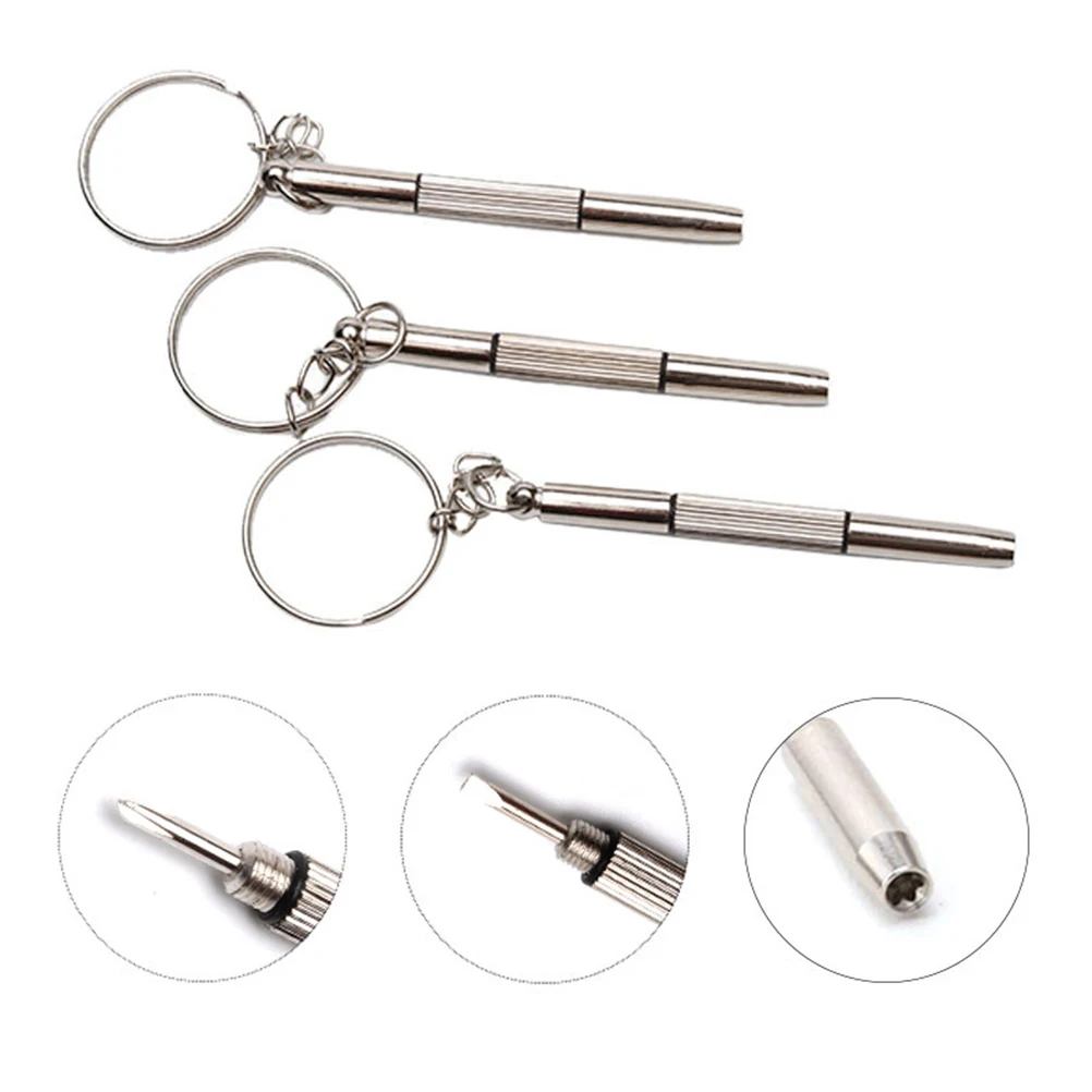 3-in-1 Miniature Precision Repair Screwdriver Keychain Eyeglass Watch Screwdriver Glasses Frames Jewellery Portable Repair Tools