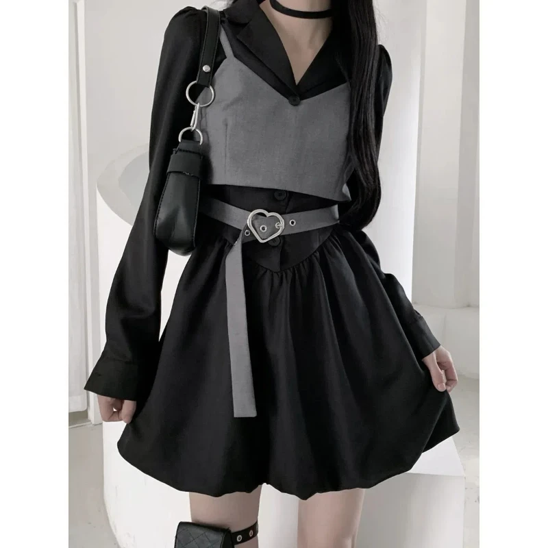 

Korean College Style Dress Western-style Camisole Vest Two-piece Set Trendy Female Student Suit