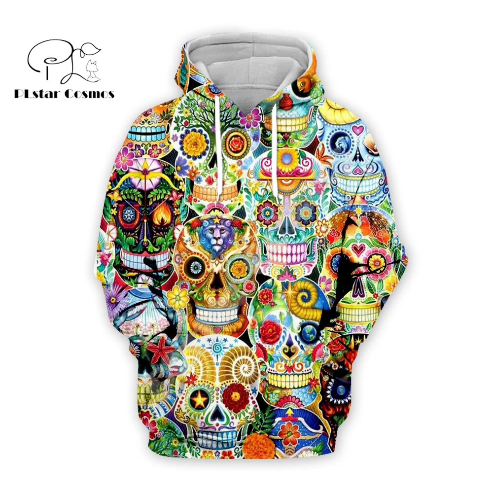 Halloween Pumpkin Skull Ghost Tattoo Retro Colorful Tracksuit Harajuku Pullover 3DPrint Streetwear Casual Jacket Funny Hoodies V