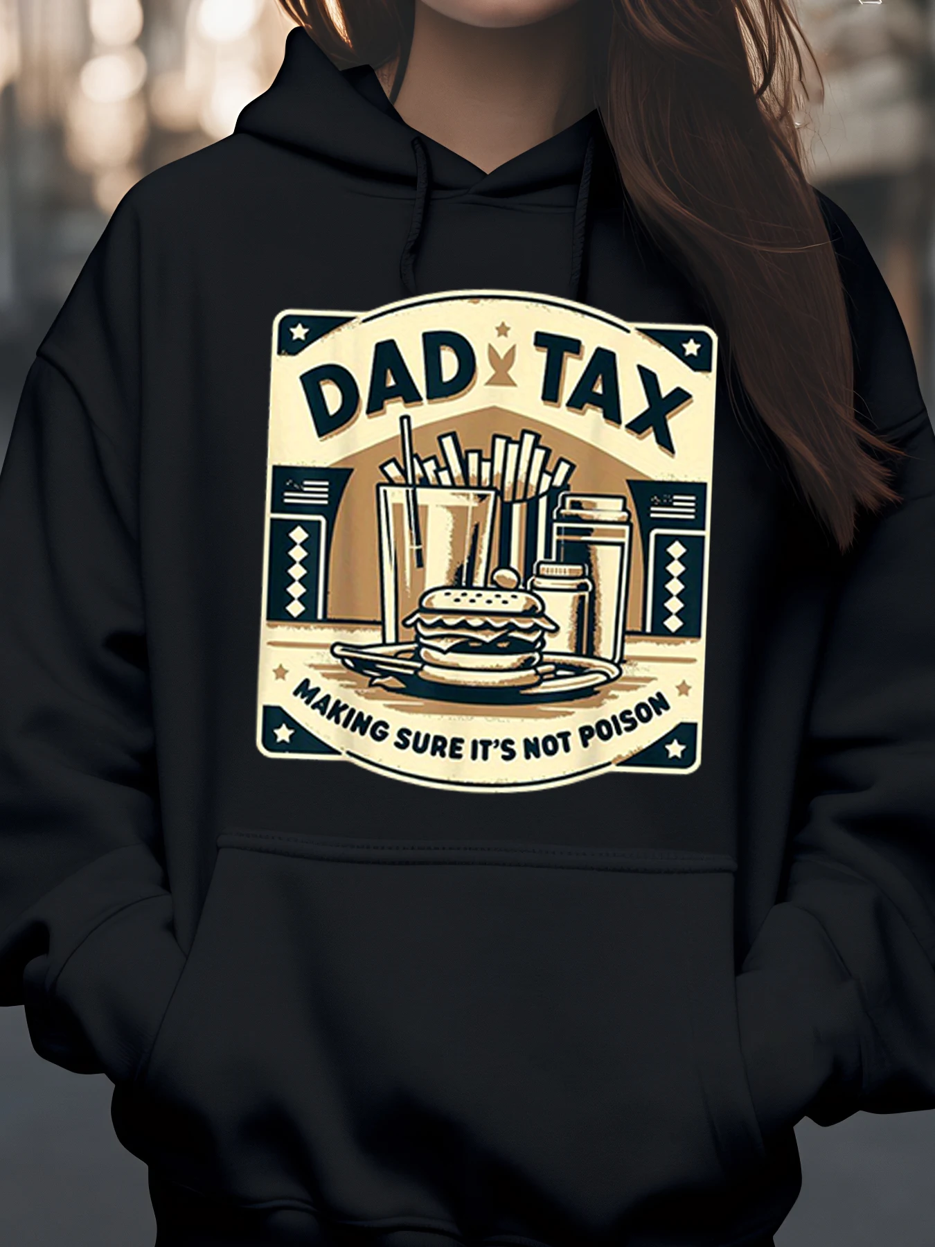 سترة بغطاء للرأس مطبوعة لعيد الأب بالتأكيد، ملابس غير رسمية لعيد الأب للرجال والنساء