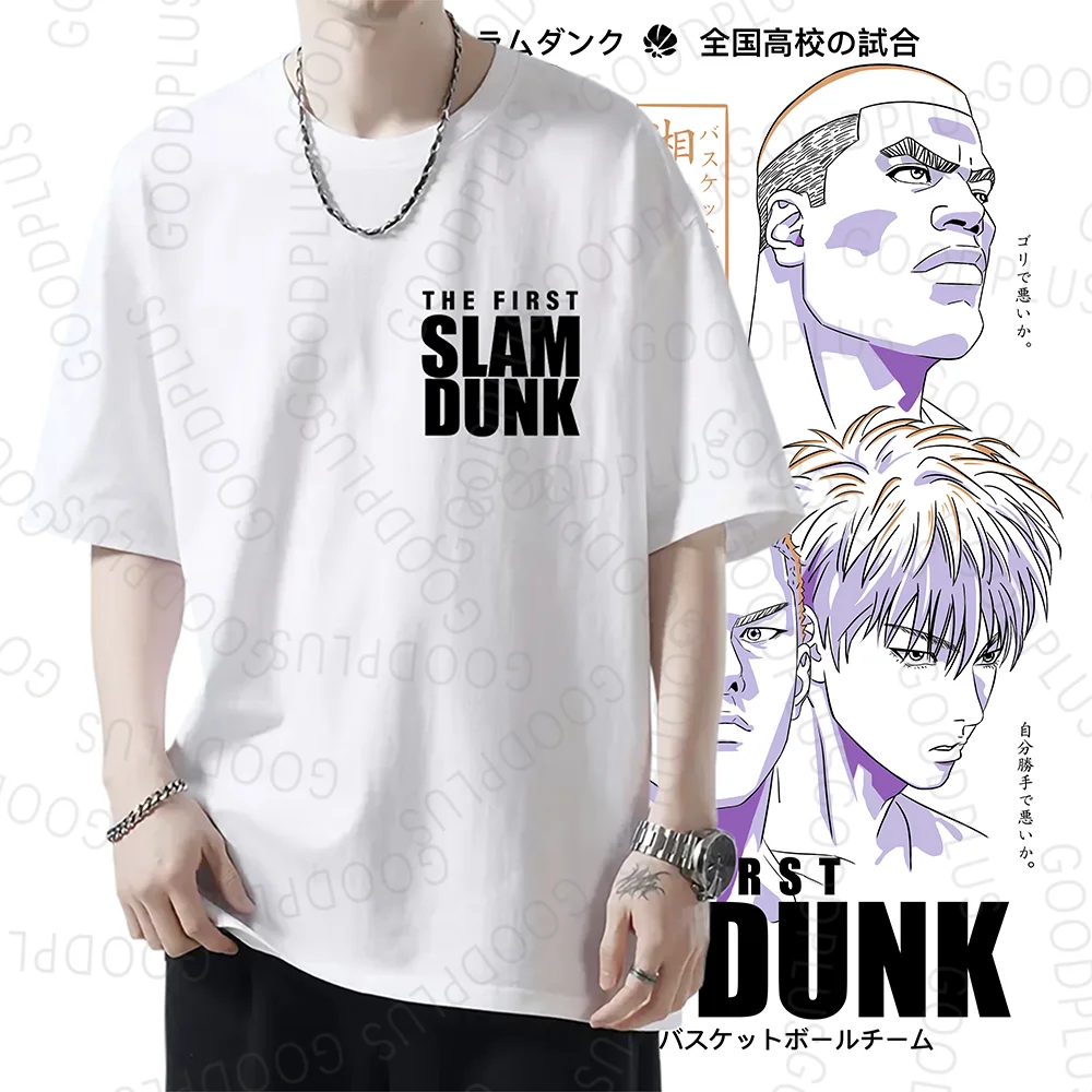 Slam Dunk 230g Heavy Cotton Anime T-shirt Basketball Manga Graphic Oversize Men Short Sleeve Tee Women Top Summer Couple Clothes