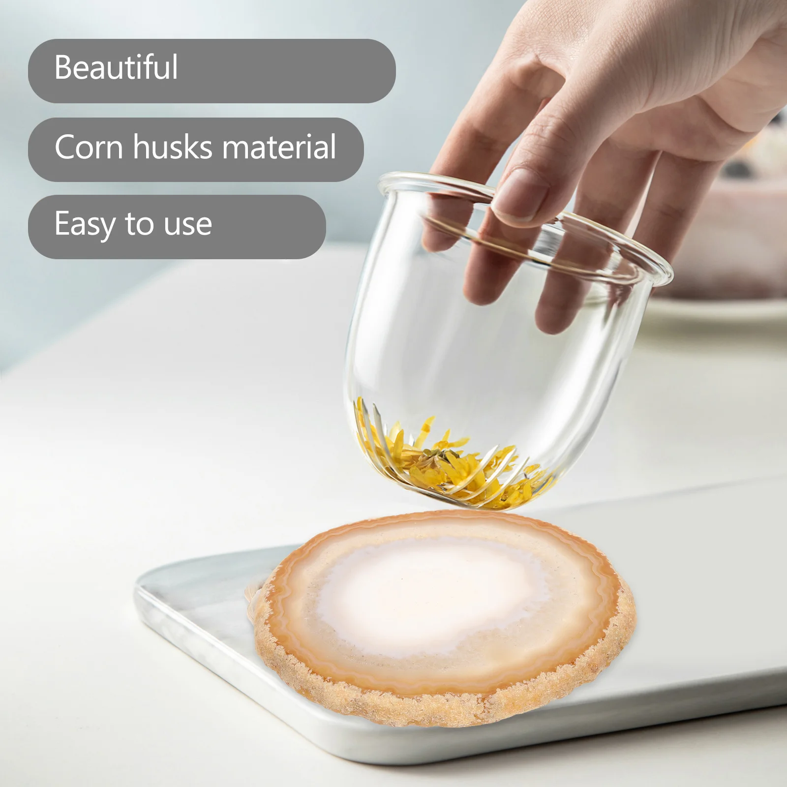 

Natural Agate Cup Mat Heat Resistant Decorative Table Coaster Tea Cup Pad Home Bar Restaurant Drink Coaster