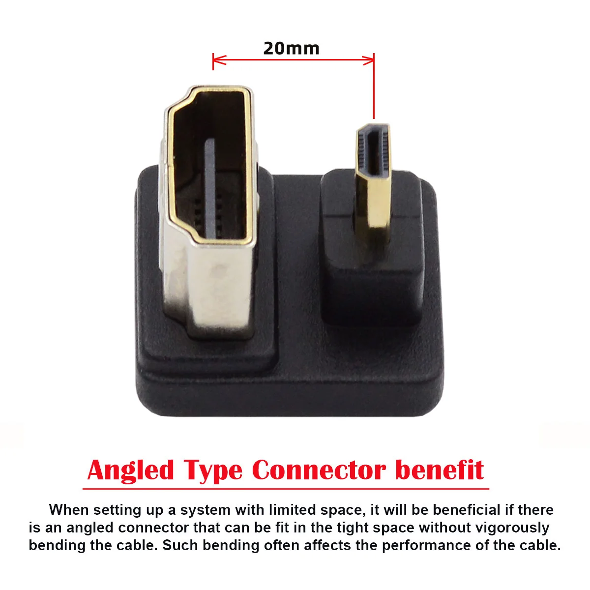 Male to Female 360 Degree Up/Down Opposite U Shape Back Angled Micro HDTV 1.4 Type-D to HDTV