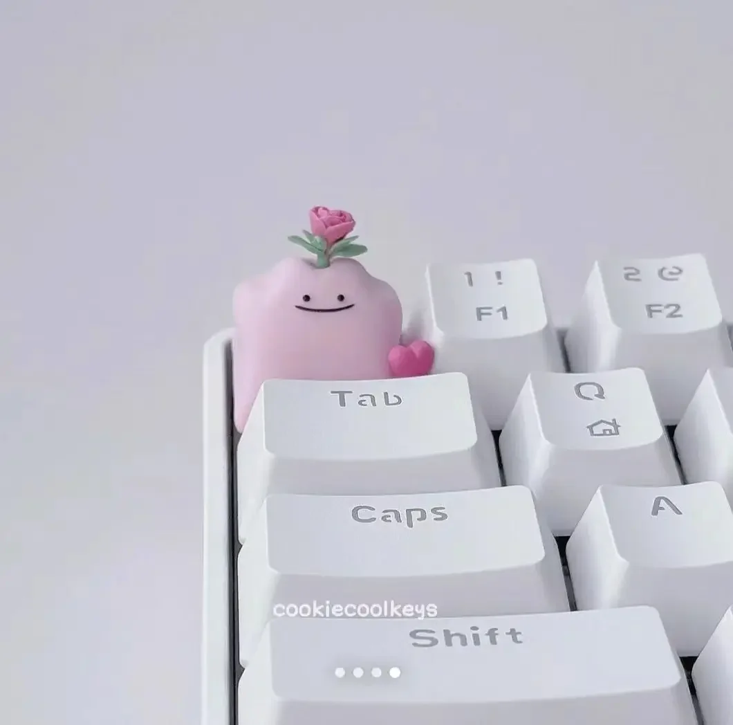 PTCG Pokemon Ditto Jigglypuff  Keycap Mechanical Keyboard Valentine's Day Resin Stereoscopic Keycap Polychromatic Keycap No.33