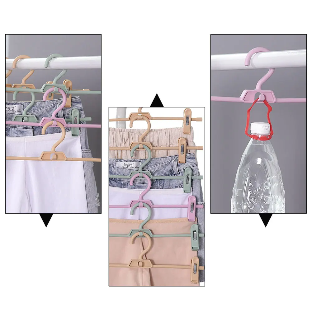 

10pcs Pant Storage Hanger Smooth Edge Closet Wardrobe Bathroom Hanging Hook Rotatable Clothes Drying Rack Anti Slip