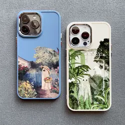 Case For iPhone 16 13 12 11 Pro Max 15 14 Pro Max Plus XS X XR 7 8 Plus shell Aesthetic a Cute Ghost Art Soft Shockproof Covers