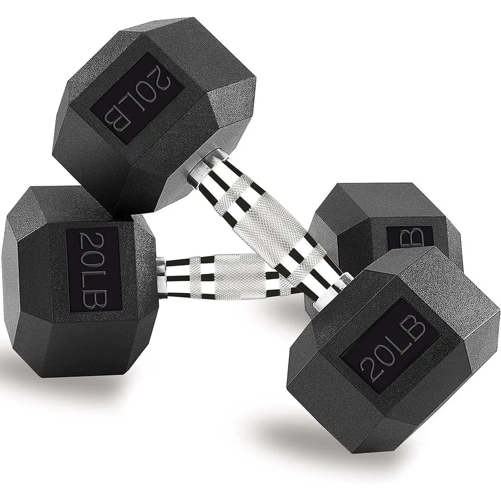 

Hex Dumbbells 5, 10, 15, 20, 25, 30, 40 LB - Weight Set for Men and Women with Rubber Coated Cast Iron