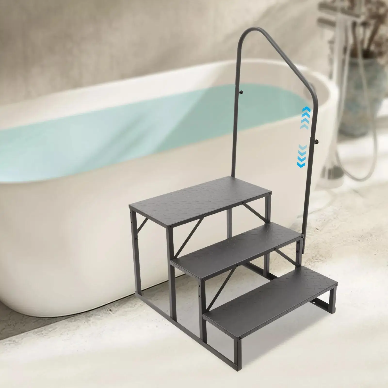 Portable steps and handrails - Lightweight floor swimming pool ladder swimming pool, hot tub, durable, anti-slip, easy to move