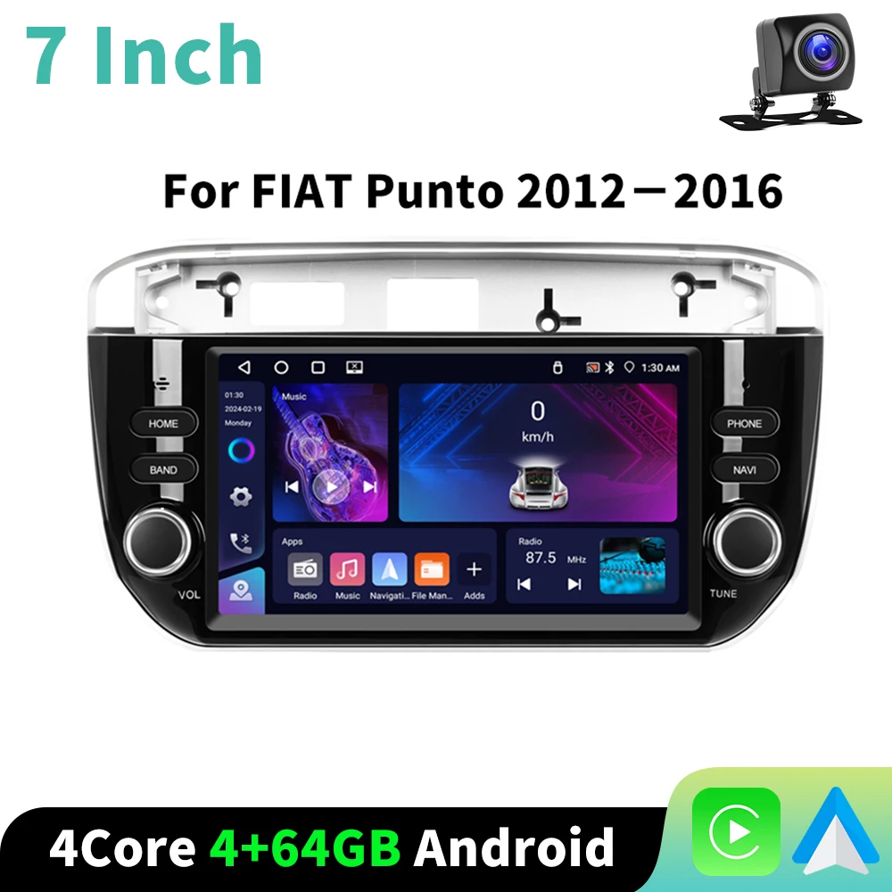 Podofo 7 ''Autoradio Voor FIAT Punto 2012-2016 Android CarPlay GPS Navigatie Head Unit WIFI FM/RDS Auto stereo EQ BT Autoradio