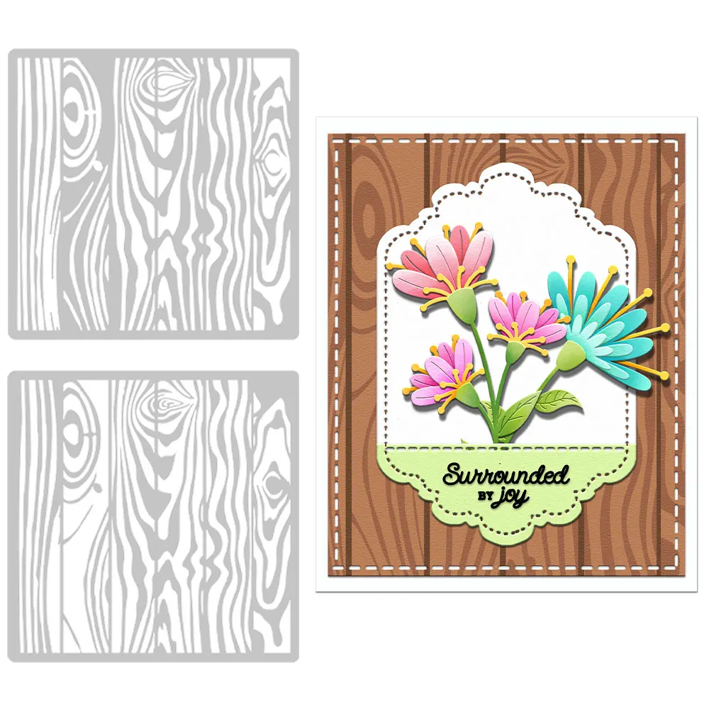 

MangoCraft 2pcs Background Woden Pattern Plastic Stencil For Decor DIY Scrapbooking Supplies Embossing Stencils For Paper Cards