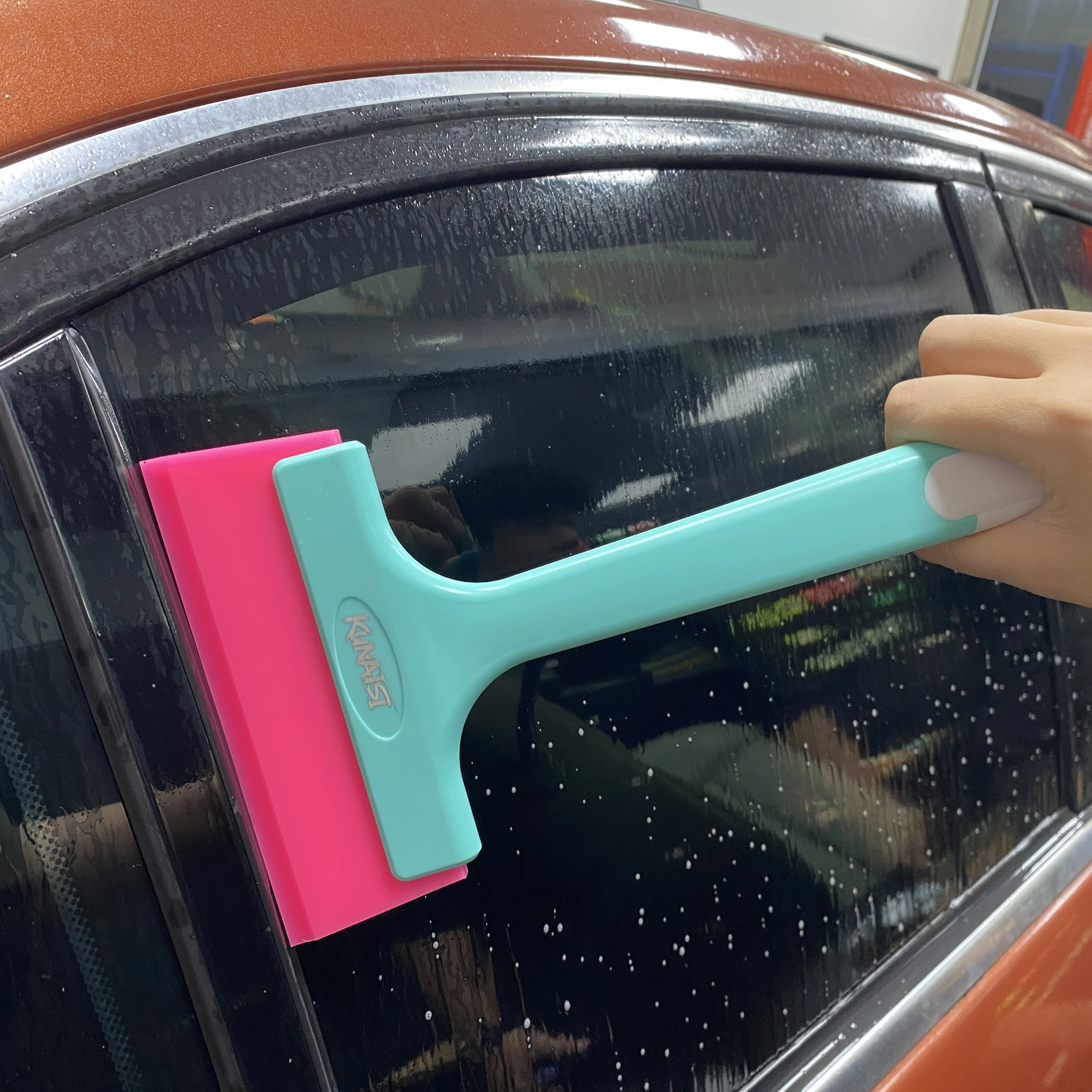 Professioneller Fensterfolien-Abzieher mit langem Griff, Werkzeug zum Auftragen von Auto-Vinylfolie, große Gummiklinge, Folienabzieher für Autoglas – Detail 3