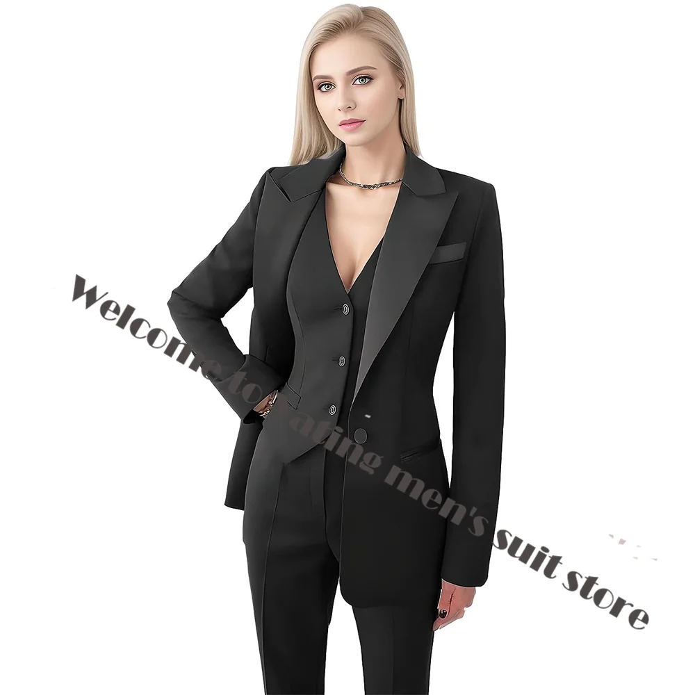 Suit for Women Formal Blazer Pants Vest 3 Piece Business Office Workwear Slim Fit Jacket Lady Fashion Outfit Tuxedo