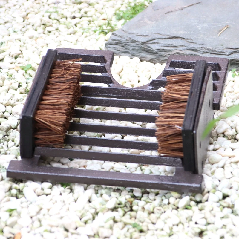 Cast Iron Boot Pull With Brush Shoe Scraper Ankle Knock Outdoor Shoes Cleaner 1 Boot Jack Scraper Mud Remover Rustic Brown Heavy