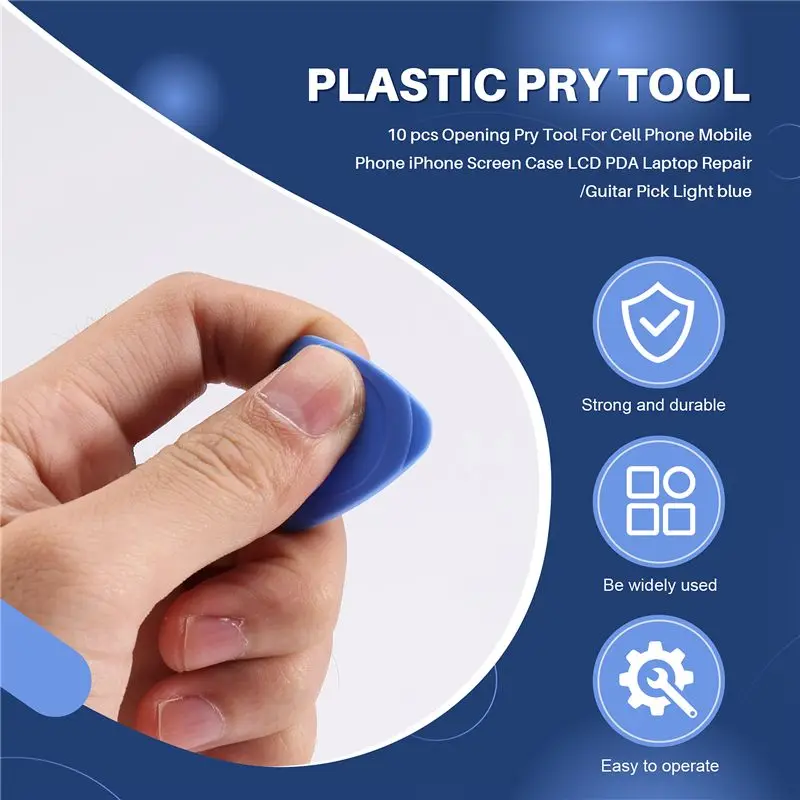 10 Pcs Opening Pry Tool For Cell Phone Mobile Phone Screen Case LCD Laptop Repair /Guitar Pick Light Blue