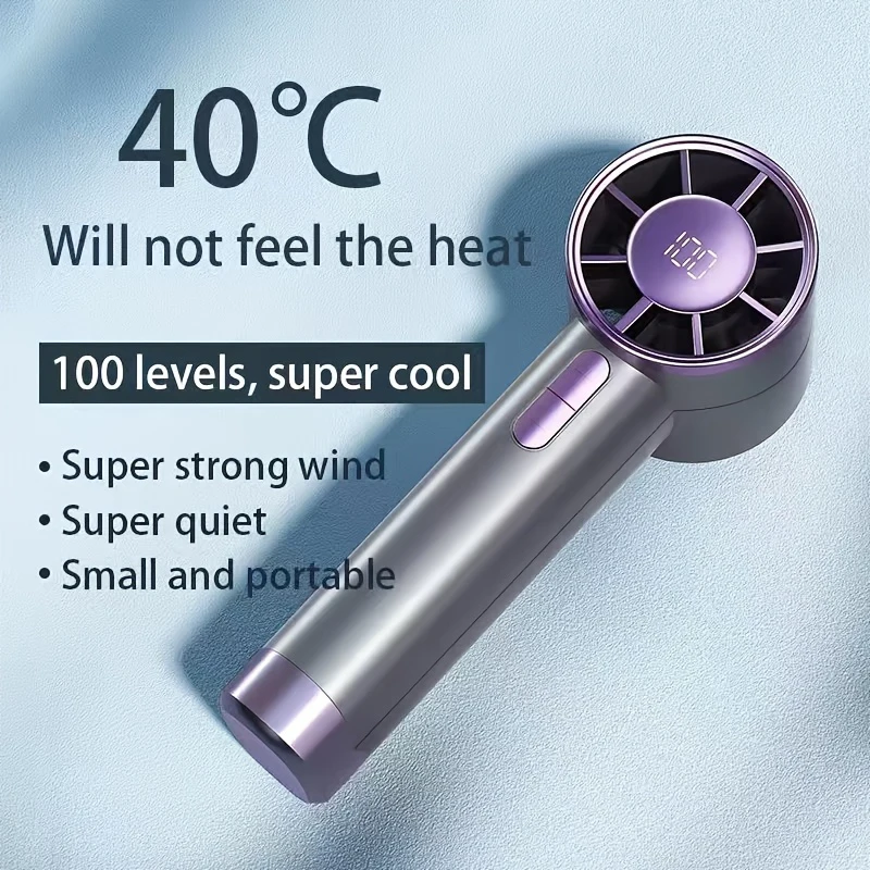 Mini Portable Handheld Fan Instant Ice Mode 100 Winds Speeds Adjustable 3000mAh Electric Fans Rechargeable Outdoor Personal Fan