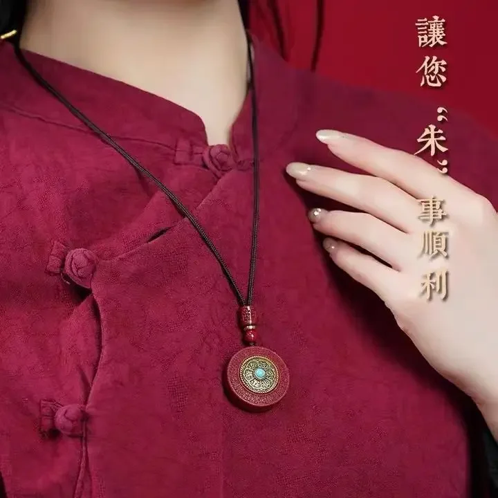 Rotating Cinnabar Bagua Peace Buckle Men's Pendant Men's Necklace elegant Women's Pendant Women's Necklace Couple Pendant Amulet - Image 4