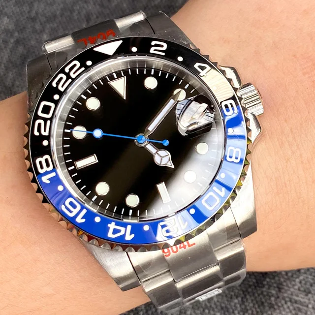 24 Juwelen NH35AA PT5000 40mm Mechanische Herrenuhr Saphirglas Edelstahl Gebürstetes Armband Leuchtende Markierungen