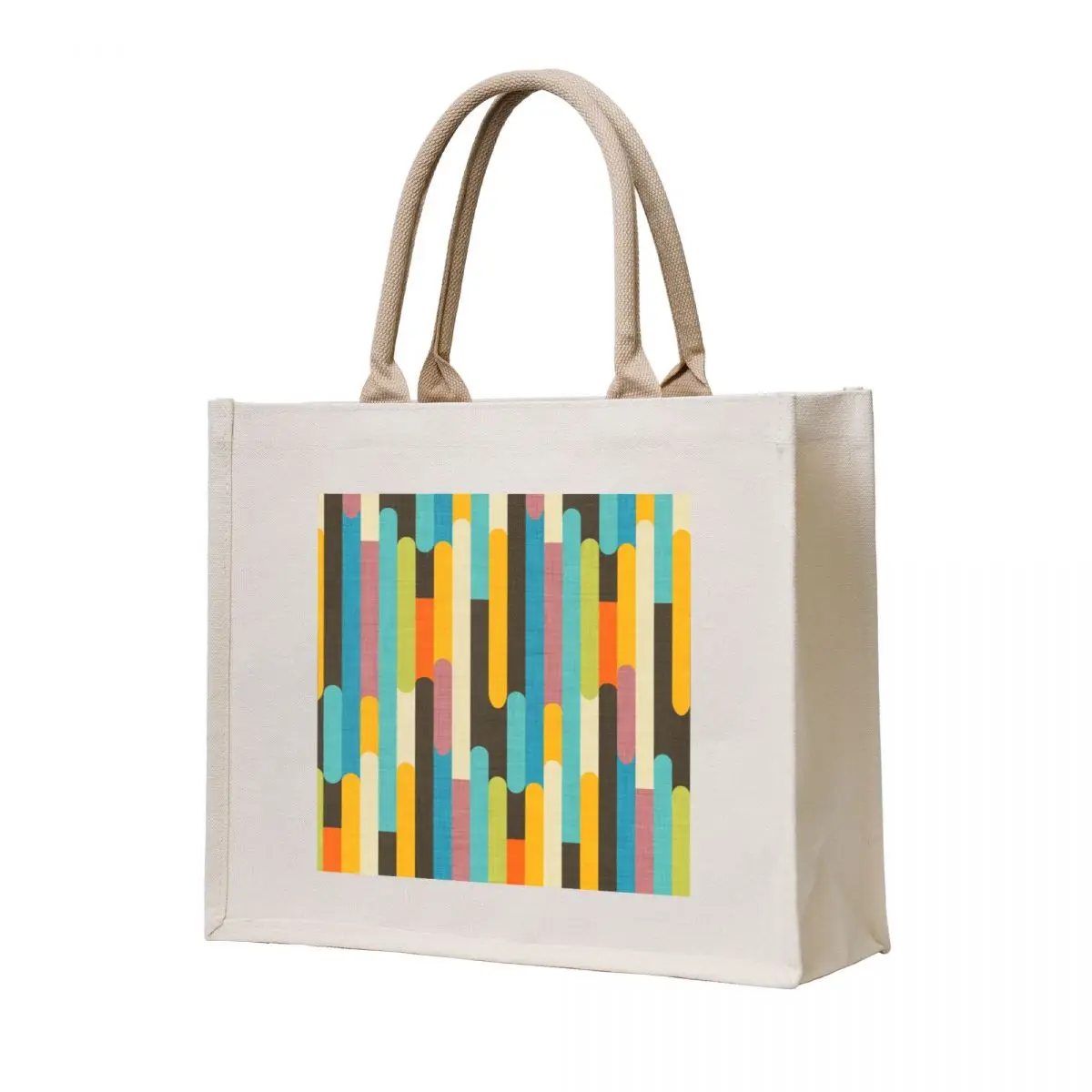

Retro Color Block Popsicle Sticks Blue Tote Bag canvas tote cute pouch bag bags woman 2025 large tote bag