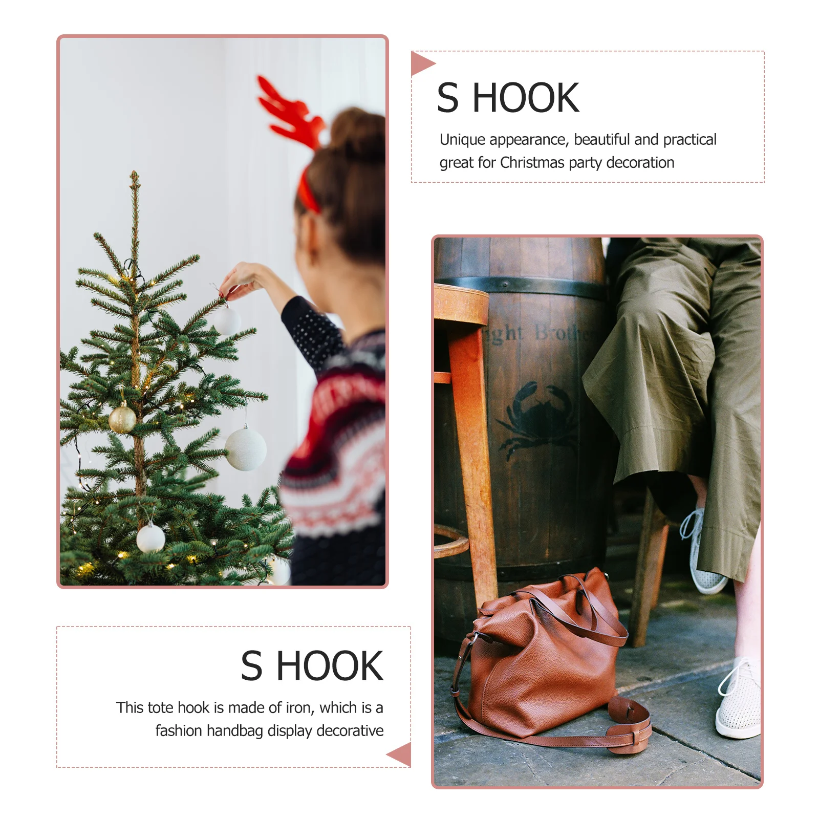 

6Pcs Hang Bag Hooks Iron Solid Handbag Holders Desktop Tabletop Christmas Socks Hangers Holiday Decoration Hooks