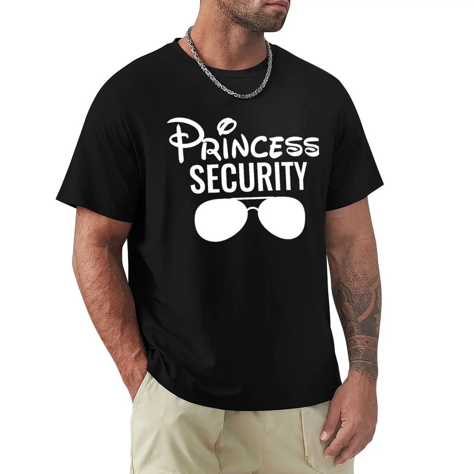 

Princess Security Dad Boyfriend Husband Pregnancy T-Shirt Basic Short Sleeve Cotton Blend T-Shirt