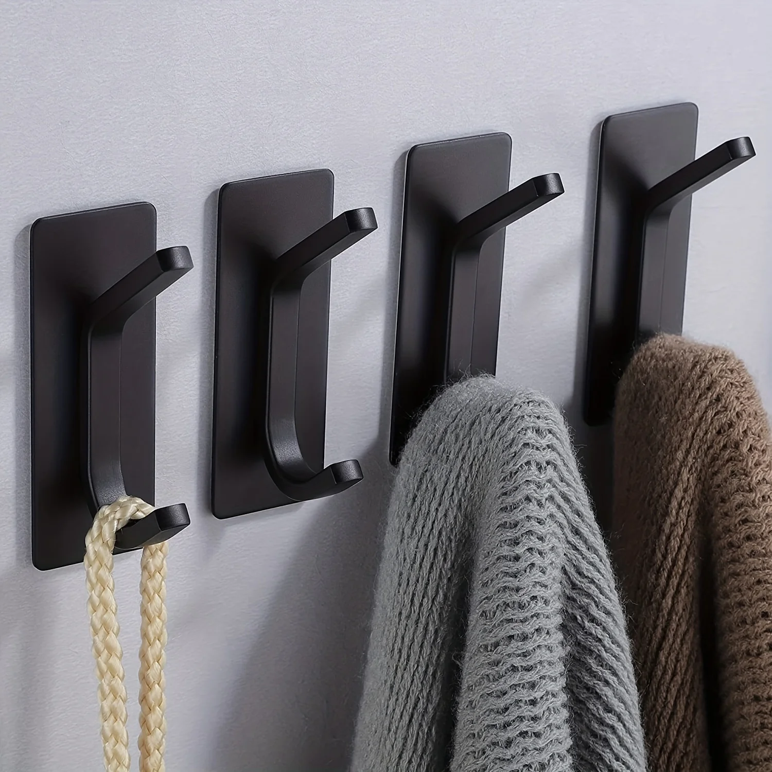 4pcs Stainless Steel Adhesive Towel Hooks for Bathroom - Easy Installation and Convenient Storage for Coats, Robes, and Towels