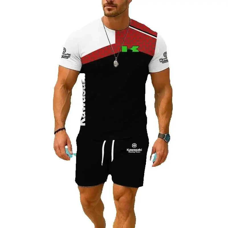 

Summer Men's Round Neck Short-Sleeved T-Shirt Shorts Simple Leisure Breathable Quick-Drying Comfortable Outdoor Sportswear