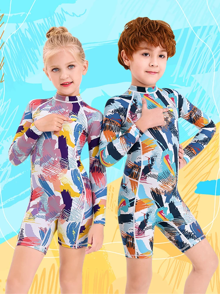 One Piece Swimsuits Boys Girls Swimwear Kids Bathing Suit Cartoon Quick Drying Swimming Clothes Baby