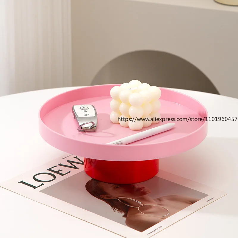 Bandeja redonda de pies altos de dopamina, plato de fruta, estilo Simple, caja de almacenamiento de artículos diversos para el hogar, escritorio y oficina, estilo nórdico Ins