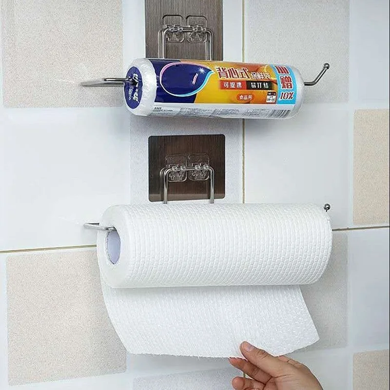 Punch Free Kitchen Bathroom Toilet Pape Storage Rack Roll Paper Rack Towel Holder Rack Stand Toilet Paper Stand Rack for Kitchen