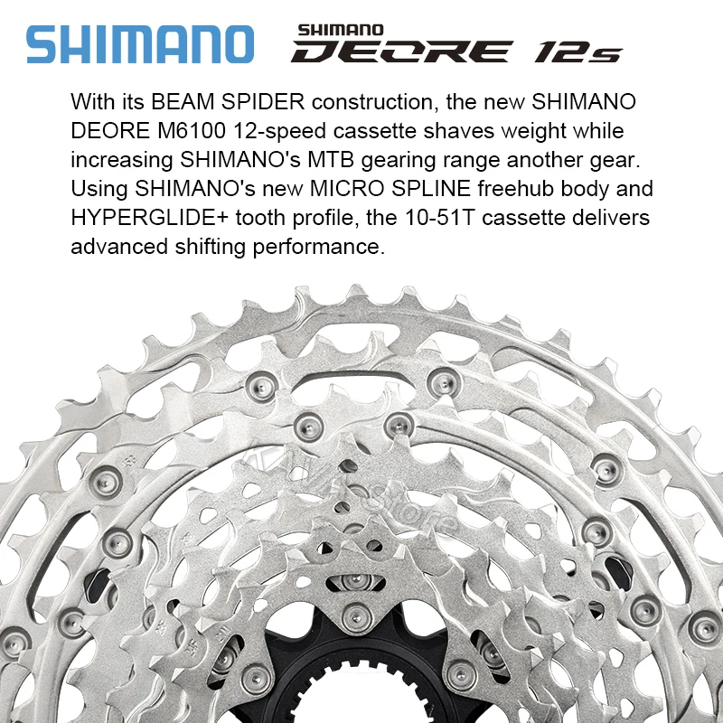 Shimano SLX XT Deore M8100 M7100 M6100 12 Speed Cassette Micro Spline K7 12V Sprocket 10-51T MTB Freewheel 12S Bicycle Ratchet