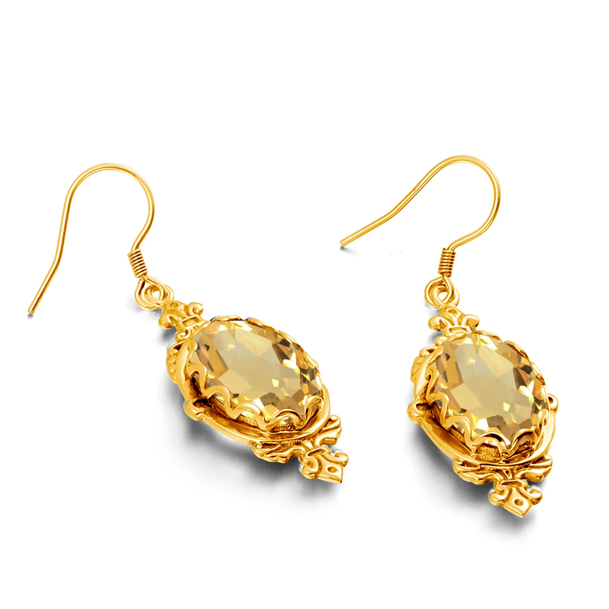 2025 Trend Lange Hängeohrringe mit Citrin in Gold für Damen 10*14mm 8ct Gelber Stein Marken-Luxus-Designer-Schmuck-Accessoires – Detail 3