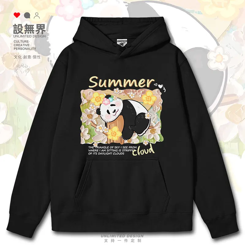 Original Stupid and Cute Panda Embracing a Tree, Stupid and Cute 3D Oil Painting mens hoodies winter men clothes autumn winter