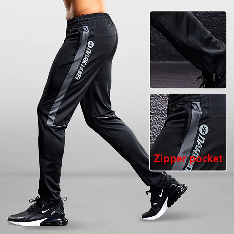 Men Sport Pants Running Pants With Zipper Pockets Soccer Training Jogging Sports Trousers Fitness Football Leggings Sweatpants