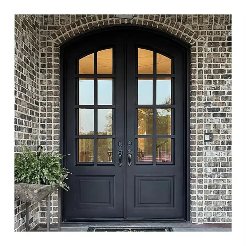 High Quality Solid Wood Double Weatherproof Soundproof Entrance Door Front for Apartment Villa Living Room Exterior