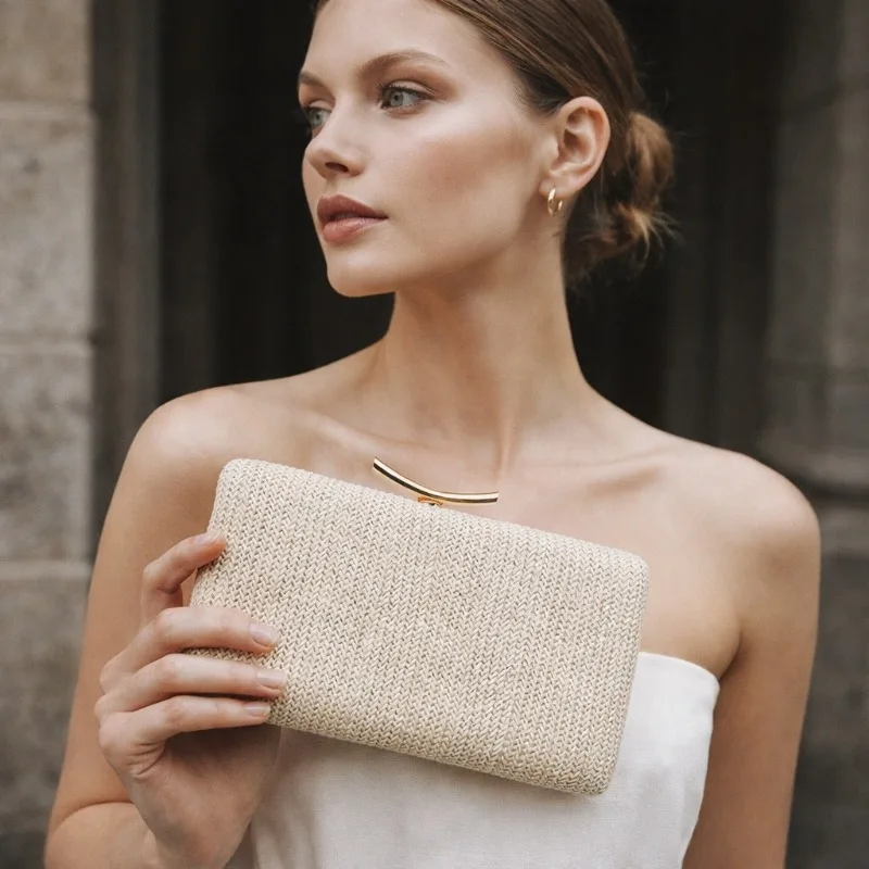 

Новая плетеная сумка в банкетном стиле, на одно плечо, через плечо, модная и стильная сумка для светских мероприятий.