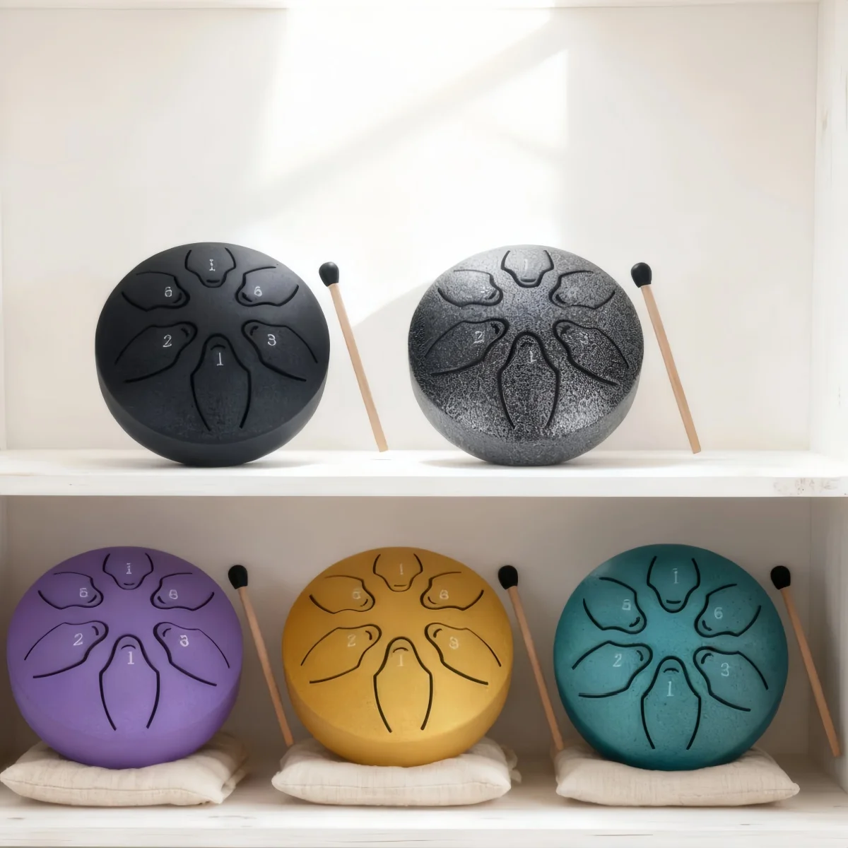 Miwayer Mini Tambor Dumb Drum de 3 Polegadas com 6 Tons, Instrumento de Percussão Etéreo para Viagem, Meditação, Yoga e Presente Musical para Iniciantes