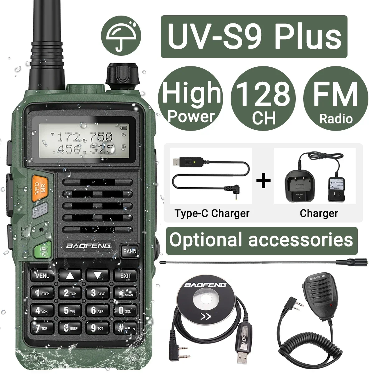 BAOFENG UV-S9 Powerful Waterproof Transceiver with Long Range UHF VHF Dual Band  Walkie Talkie Ham UV5R Two Way Radio