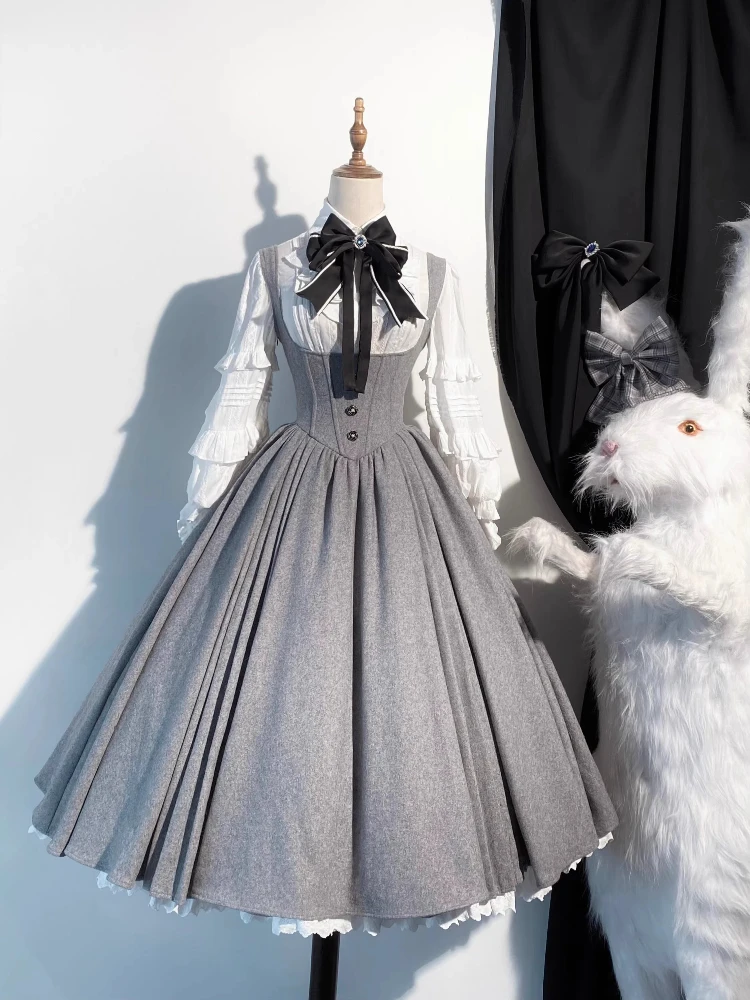 

Wand Not for Your Lover - Wool Classic Lolita Bust Supporting JSK, Embroidered Shirt by Signorina PRE ORDER / 1 month