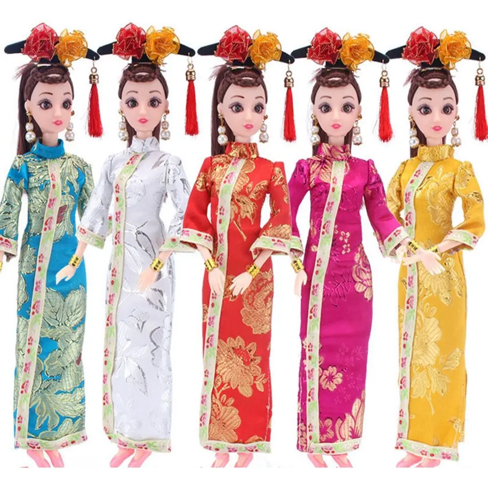 Handmade 30cm Doll Accessories Unique Dress Clothes For Chinese Traditional Dress Cheongsam Style Evening Dress 1/6 Doll Clothes