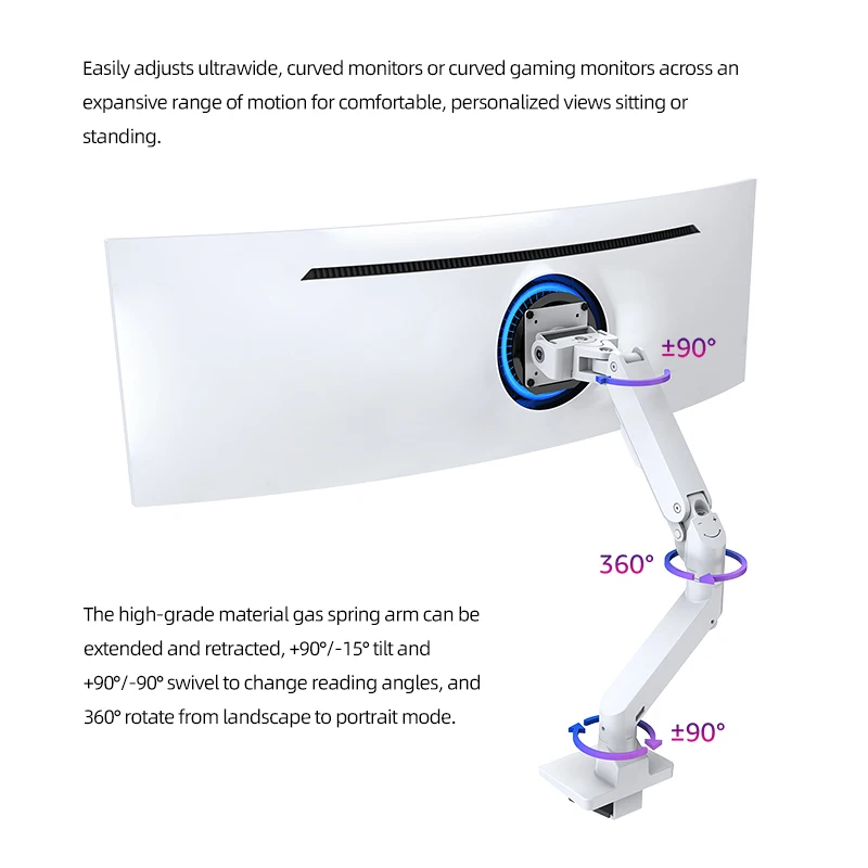 Imagem -04 - Bewiser Suporte de Tela Cantilever Adequado para Samsung Odisséia Neo g7 g9 Adequado para Tela Curva de 32 57 Peso de Suporte 525kg Suporte de Mola a Suporte Desktop Livremente Ajustável