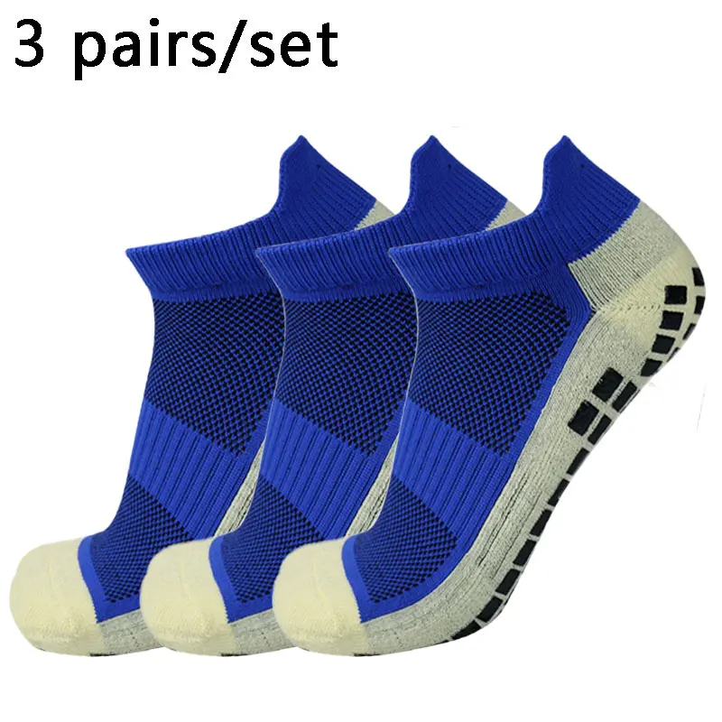 3 paia nuovi calzini da calcio da donna da uomo calzini da calcio con impugnatura antiscivolo in Silicone sportivo corto calcetines hombre futbol