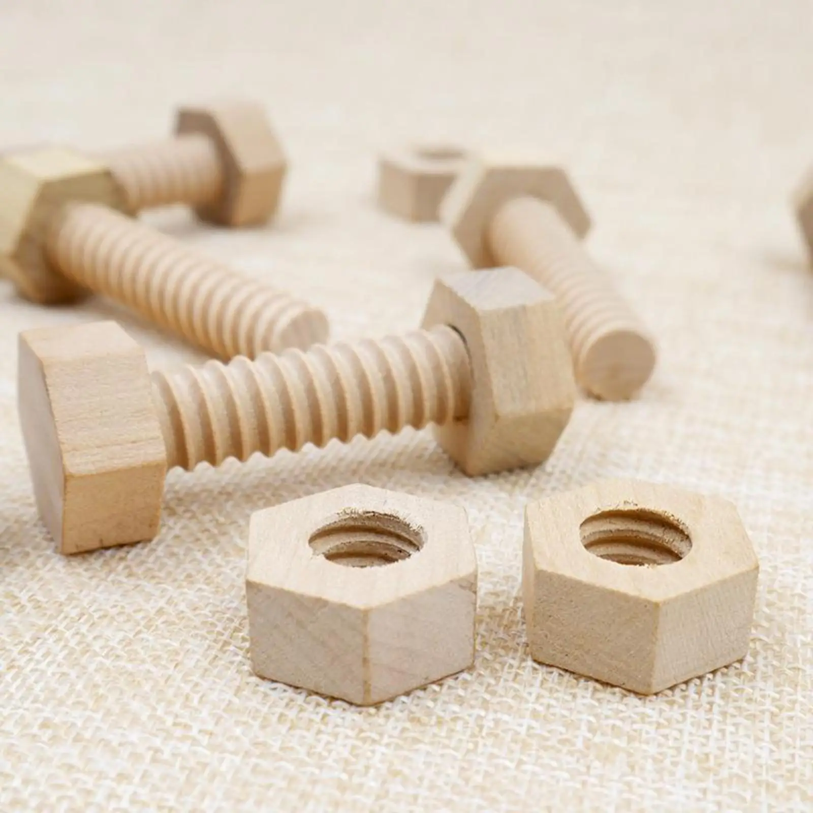 3Pieces Wooden Nut and Screw Game Learning Toy Geometry Building Blocks Educational Toys for Toddlers