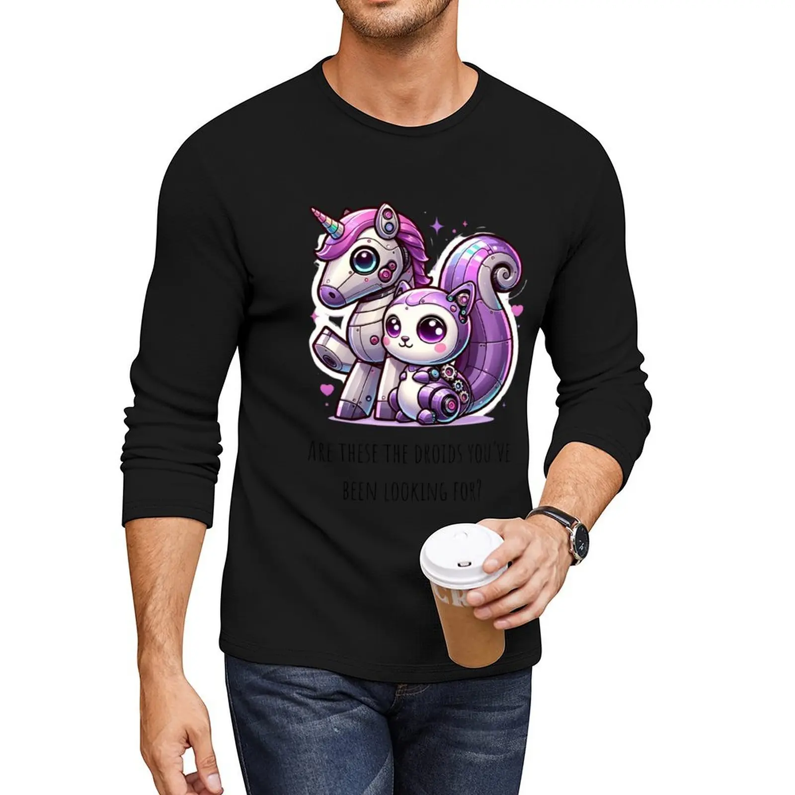 

Purple Squirrels and Unicorn Droids Long T-Shirt cute clothes oversized t shirts men clothing